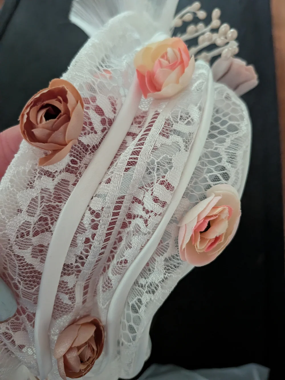 Vintage Floral Bridal Headband Off White